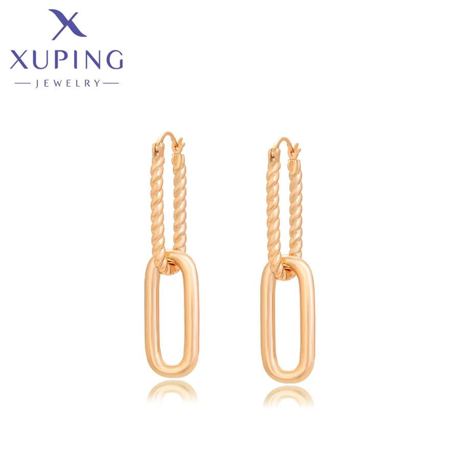 

X000789593 Xuping Jewelry Elegant Fashion Jewelry Copper Earrings Trendy 18K Gold Earring Vintage Simple Dangle Women Earrings