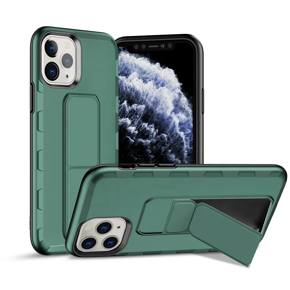 

New Design TPU PC Case Hidden Wrist Strap Kickstand Function Cell Phone Case for iPhone 11 12 pro max, Multi-color, can be customized