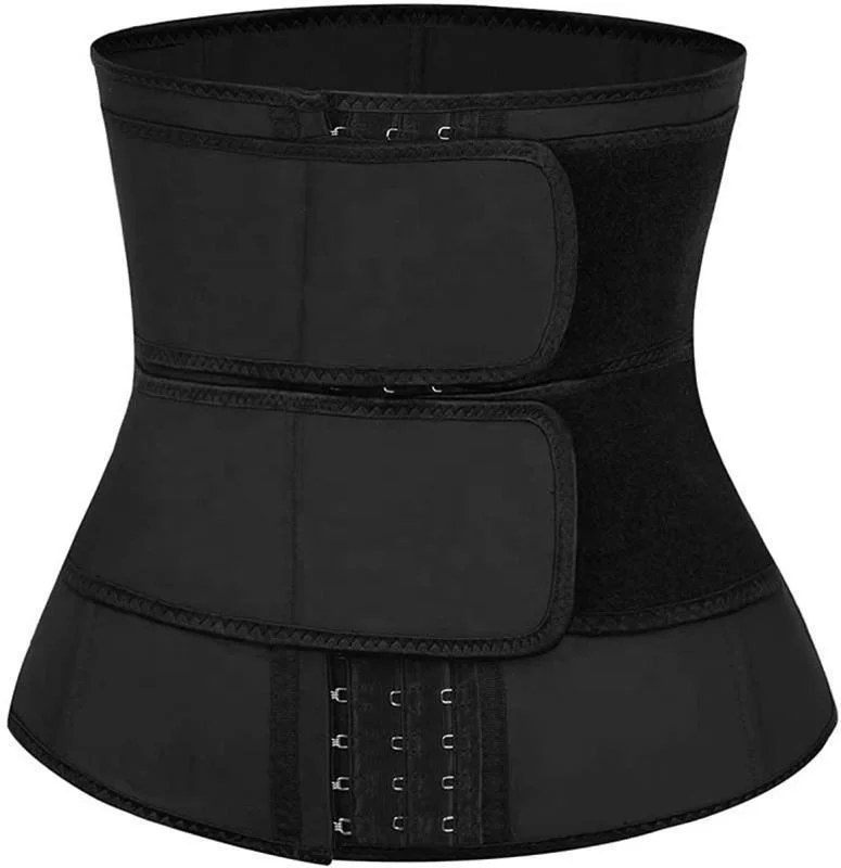 

Women Body Shaper Two Belts Support Back Neoprene Weight Loss Belly Sauna Sweat Corset Belt Waist Trainer