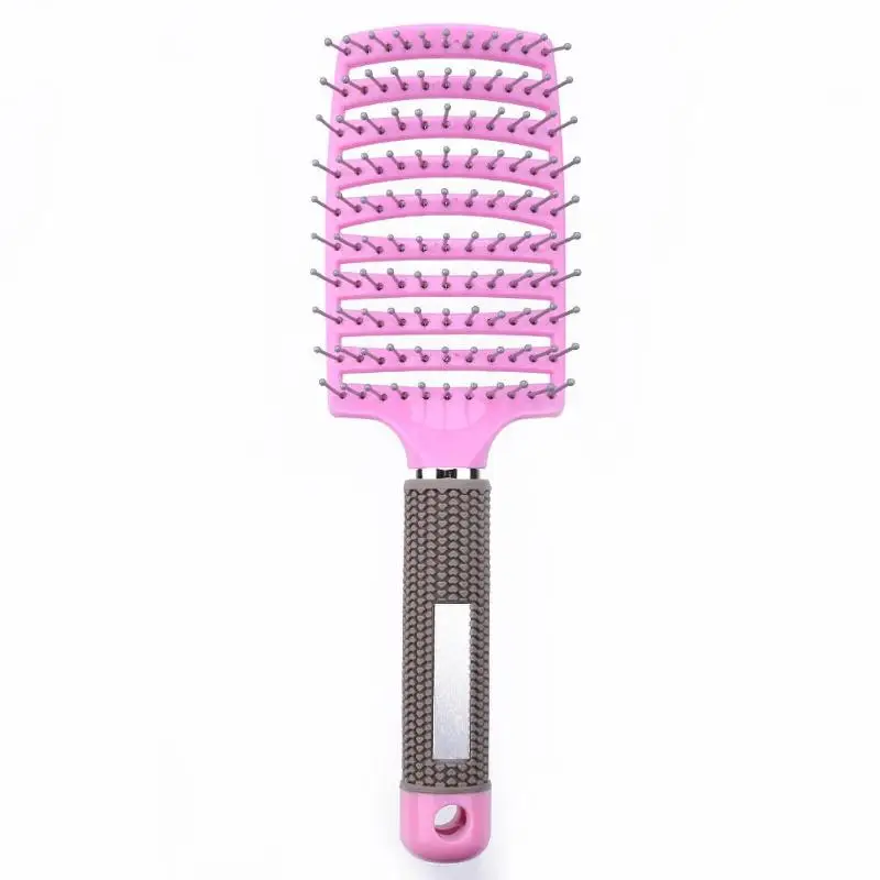 

CB007 Customised Logo Women Hair Scalp Massage Comb Wet Curly Detangle Big Curve Hair Brush Comb for Salon Hairdressing Styling, Red pink black white