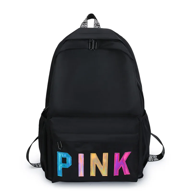 

New Pink Bag Fashion Multifunctional Sequin School Bags Nylon Waterproof Outdoor Sports Backpack For Unisex, Black