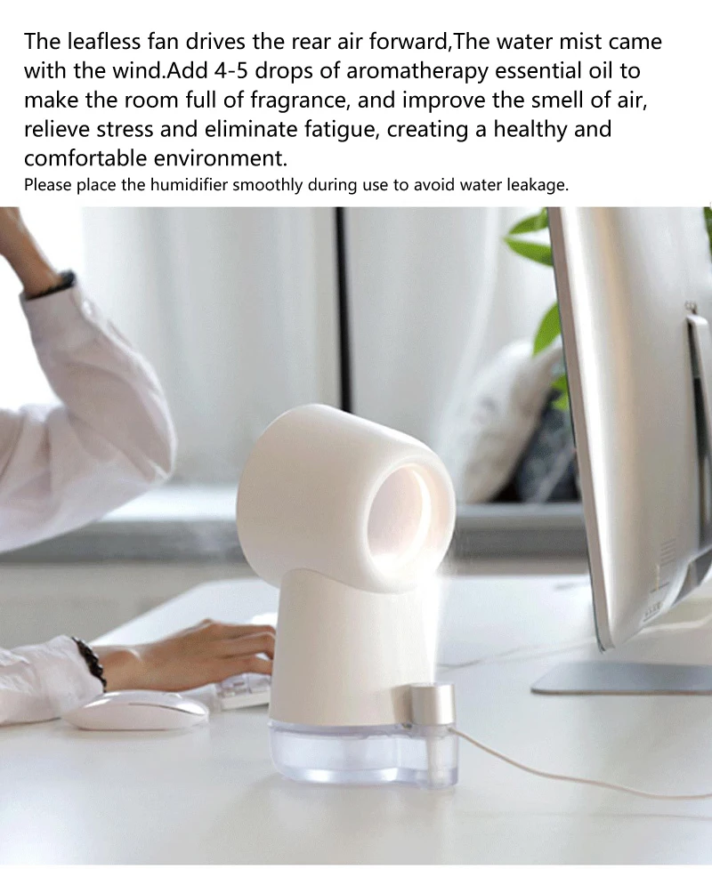Mtr03 Electric Bladeless Fan Air Humidifier Cool Mist Humidifier