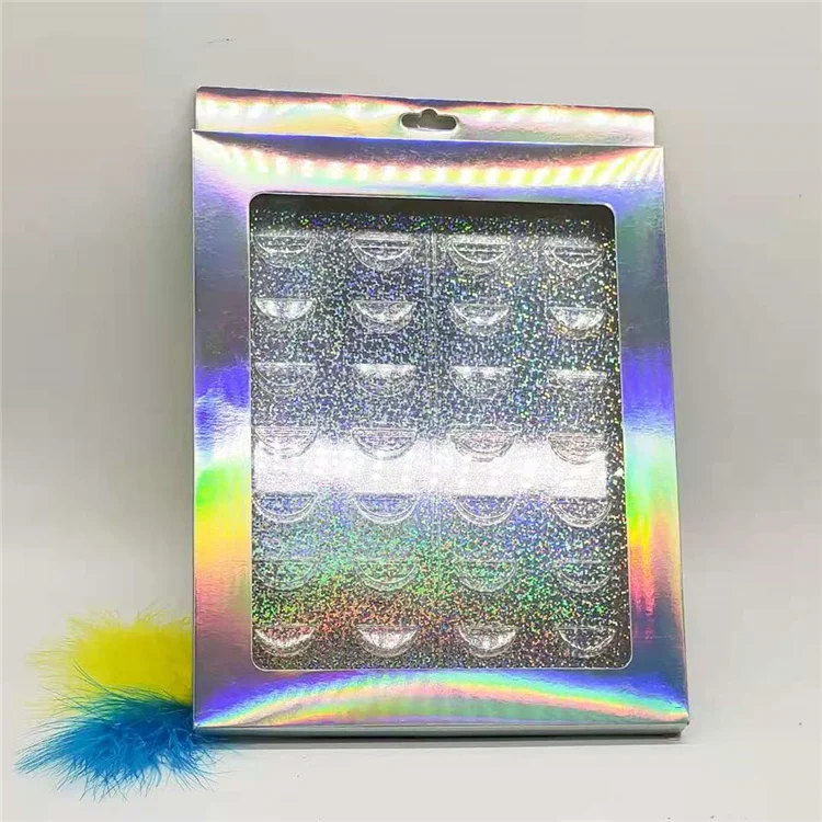 

transparent empty 16 pair lash box holographic paper 16 pair false eyelash book with window, Like pic or customized