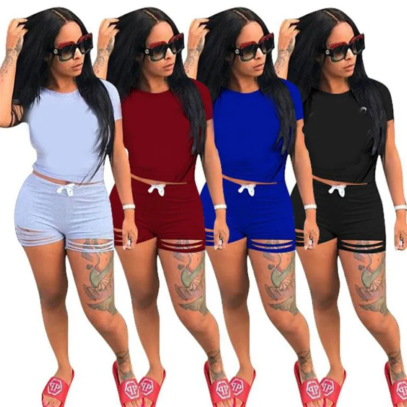 

In stock 7colors women Casual Two Piece blank short tracksuits Outfits 2 Piece jogger Set