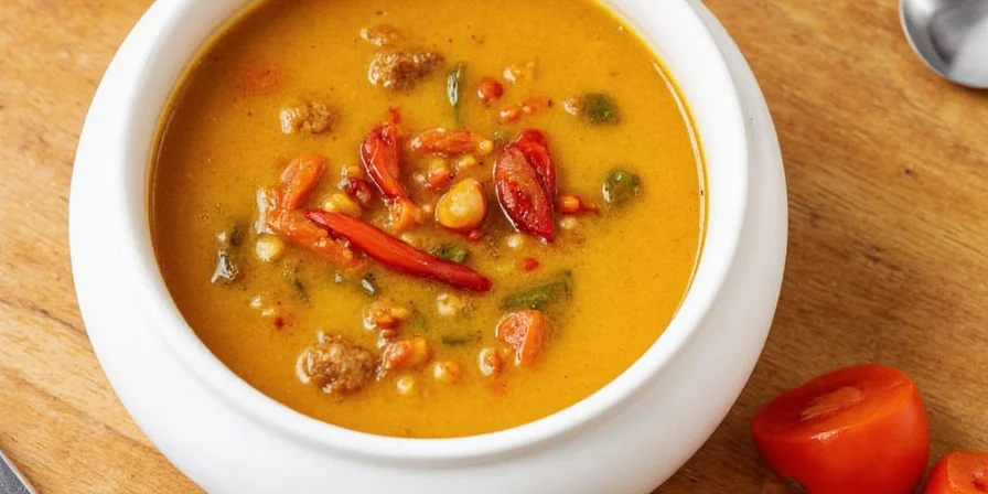 Step-by-step images of soup preparation