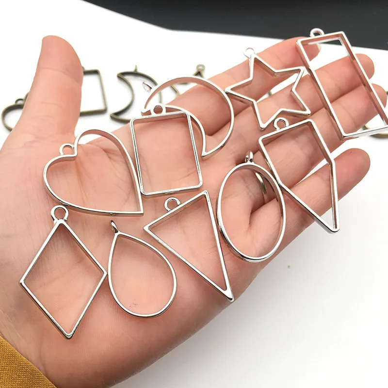 

30 Mixed gel-drop geometric triangle star square shape charms for jewelry making finding, Picture