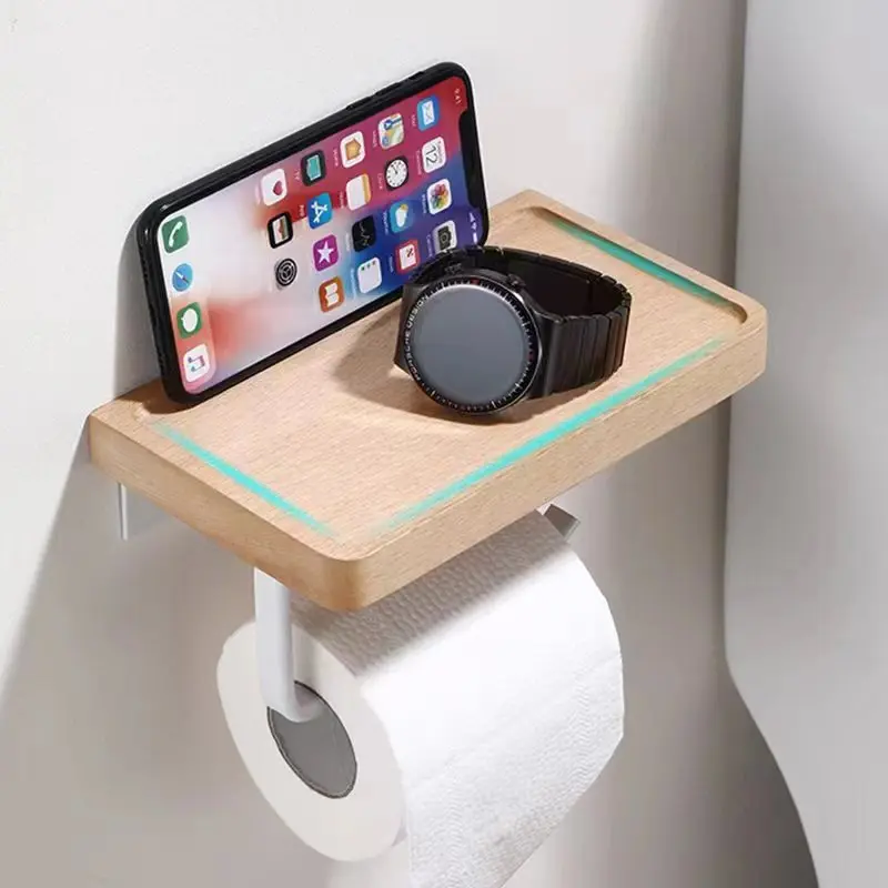Toilet tissue holder solid wood creative roll paper storage rack