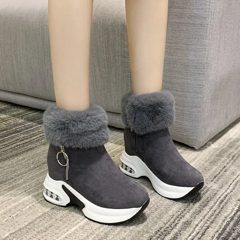 

Women Ankle Boot Warm Plush Sport Shoes wedge High Heels Ladies Boot Women Snow Boots Winter Casual Sneakers Height Increasing
