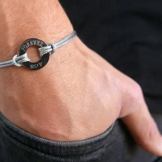 

2pcs couple bracelet set Glamour couple hand rope lettering stainless steel hand rope ladies men's adjustable bracelet, As picture