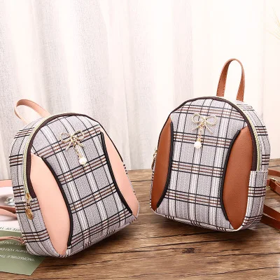 

G157 wholesale girls bags waterproof vintage backpack fashion grid one-shoulder women's bags backpacks, Red,black,pink,brown,apricot