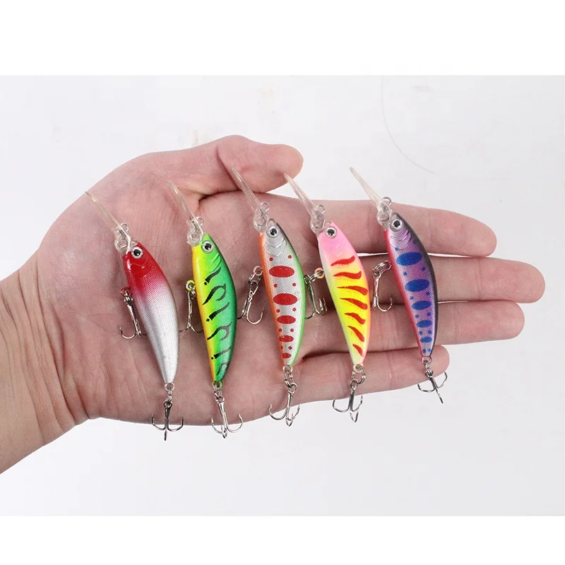 

OEM and on stocks freshwater fishing submerged Mino 4.5g 7.2cm hard bait fishing minnow lure with blood trough hook, 10 colors