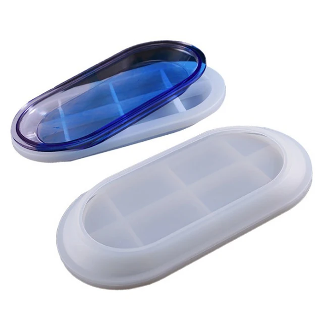 

DIY Oval Shaped Fruit Plate Dish Epoxy Resin Mould Flat Bottom Plate Tray Mirror Silicone Mold, White