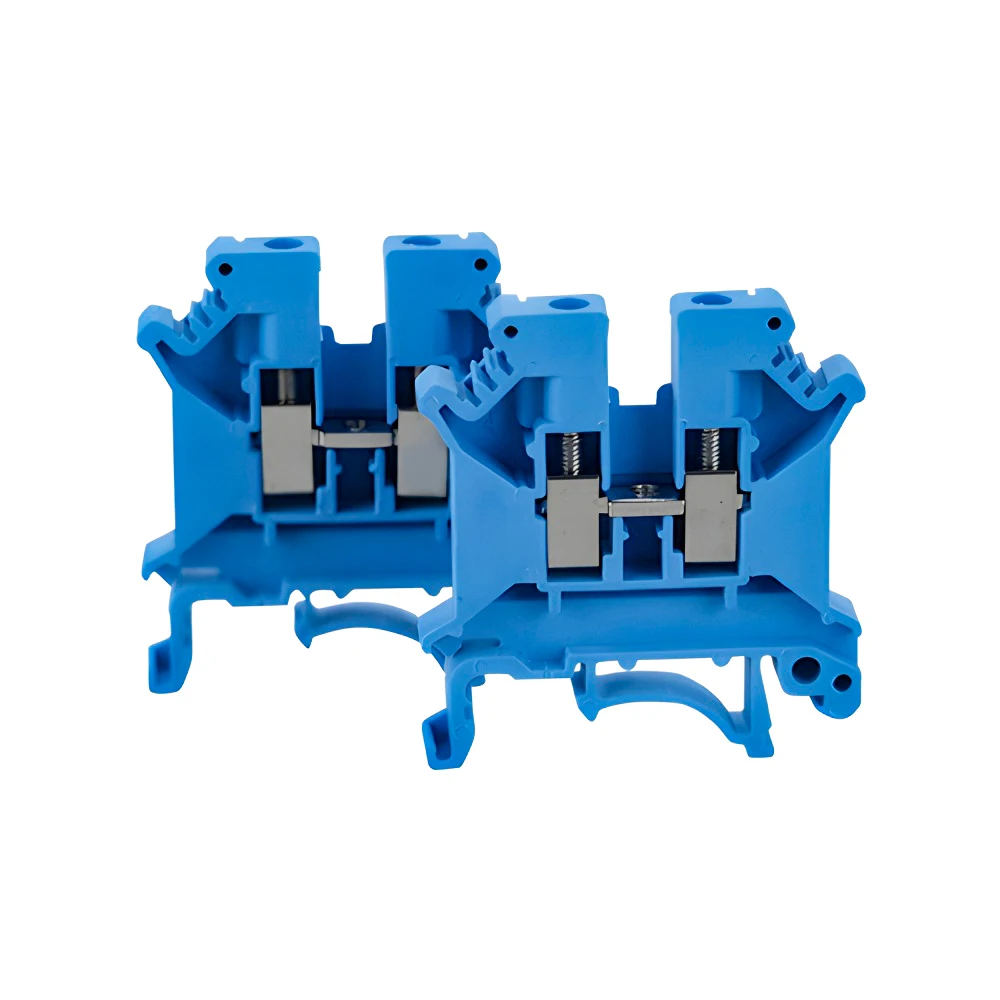 

UK 5N Blue Feed Through Din Rail Terminal Block Screw Universal Panel Mounted Electric Wire Connector