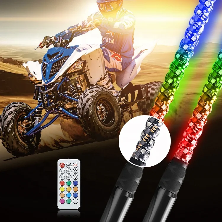 

3 feet Pair Whip Chasing color 10 pair USA free shipping Whip light Only Remote Control lighting up utv flag for polaris rzr utv, Chasing color or rgb