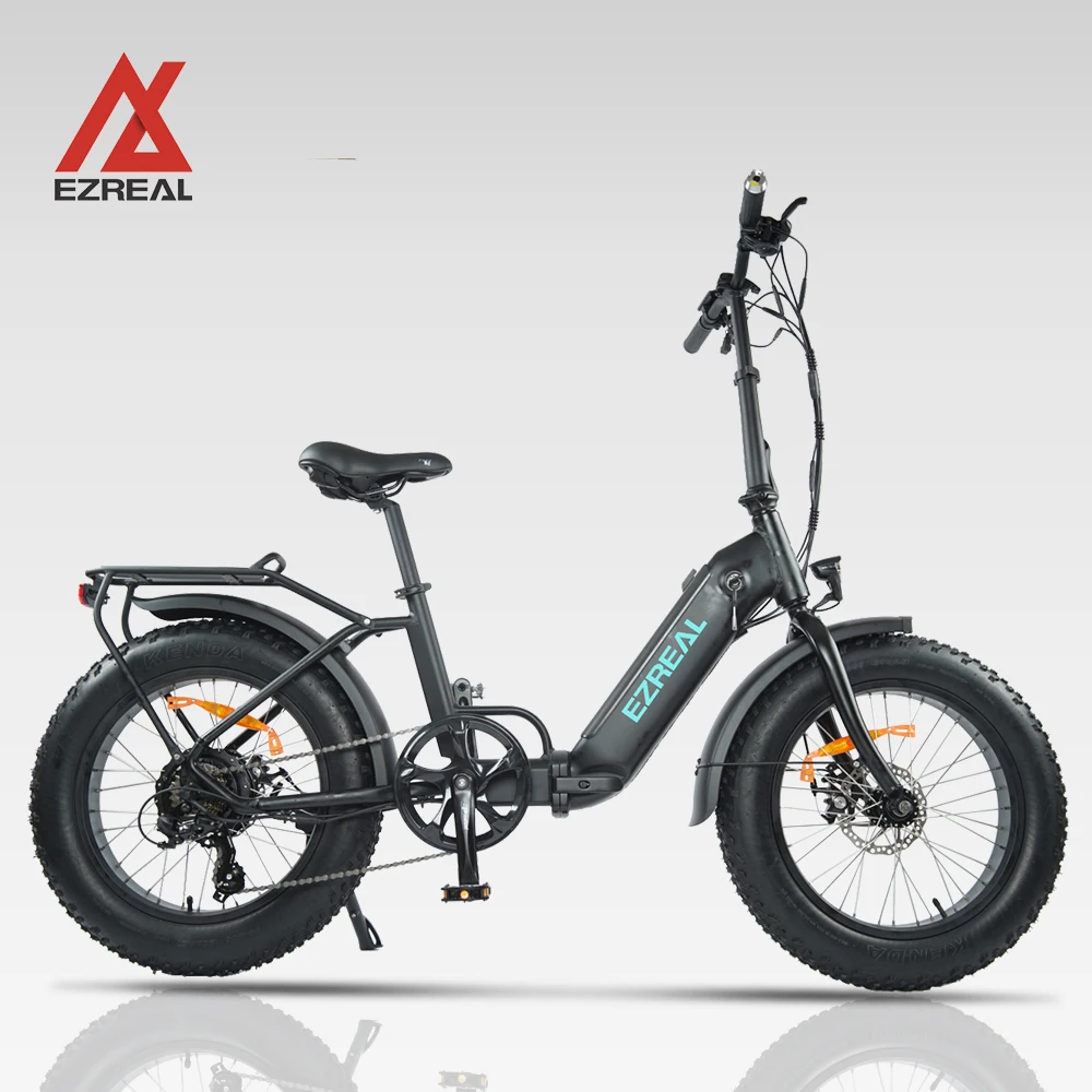 

EZREAL STOCK Ready To Ship Folding Electric Bike Fat Tire Ebike E Bicycle With Bafang 48V 500W Rear Motor