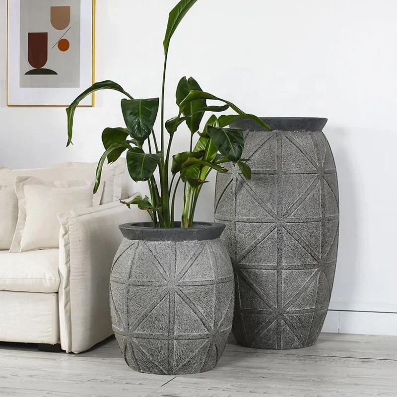 

Reative Pattern Flowerpots Large Plant Flowerpots Indoor Outdoor Fiberglass Flowerpots Decorate Home Garden Pots, Customized color