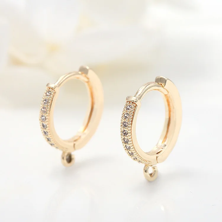 

Hot Selling Micro Pave Zircon 14K Gold Plated Round Nickel Free Earrings