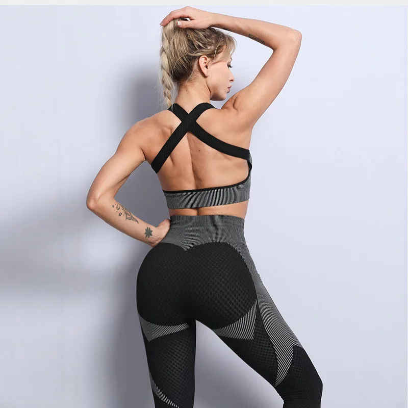 

2/3 Pcs Fitness Suits Yoga Set Recyclable Yoga Suit Seamless Women Sportswear Yoga Clothing Female Gym Suits, 10 colors, as picture shown