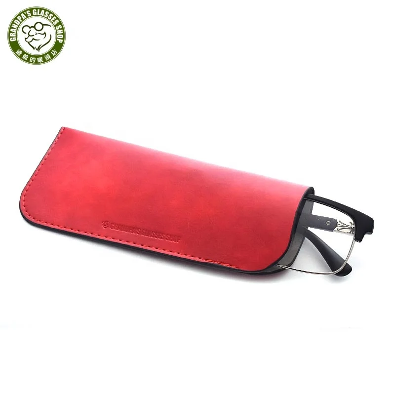 

New style custom leather slim travel slip in eyeglasses case holder molle pouch estuches de gafas eyewear packaging