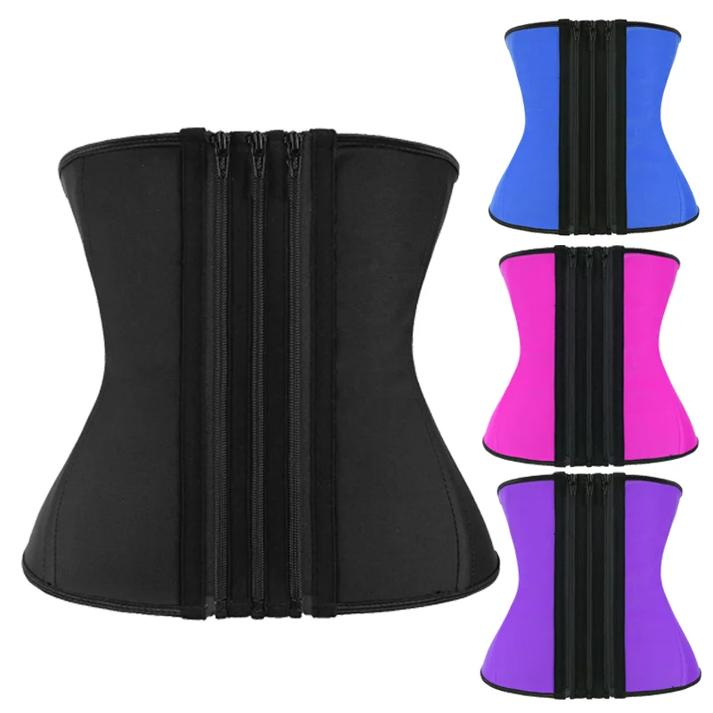 

NANBIN Design 3 Zipper Waist Trainer Removable Zipper Latex Trimmer Sweat Belt, As shown