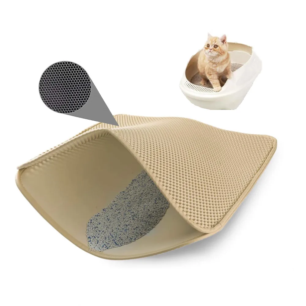 

Drop Shipping Large Waterproof Washable Layer Honeycomb Microfiber EVA Cat Litter Catcher Mat Pads, Customized color