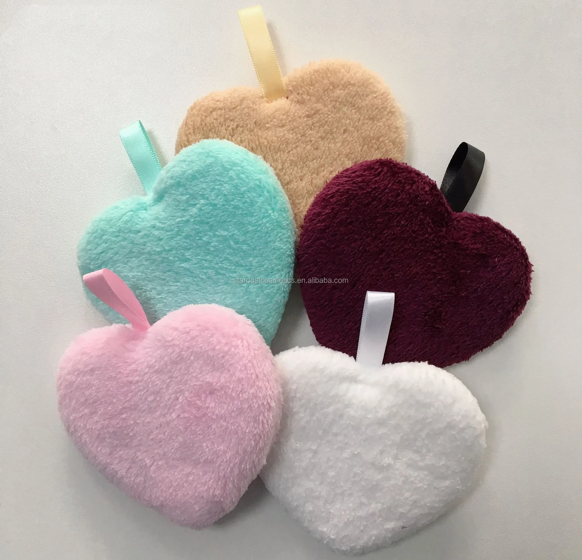 

your own logo cotton makeup remover facial cleaning sponge puff heart shape cleaning sponge microfiber heart makeup eraser