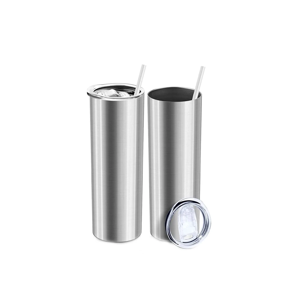 

2021 Wholesale 20oz 30oz Double Walled Vacuum Insulated Straight Stainless Steel Tumbler Bulk With Lid and Straw, Customized colors acceptable