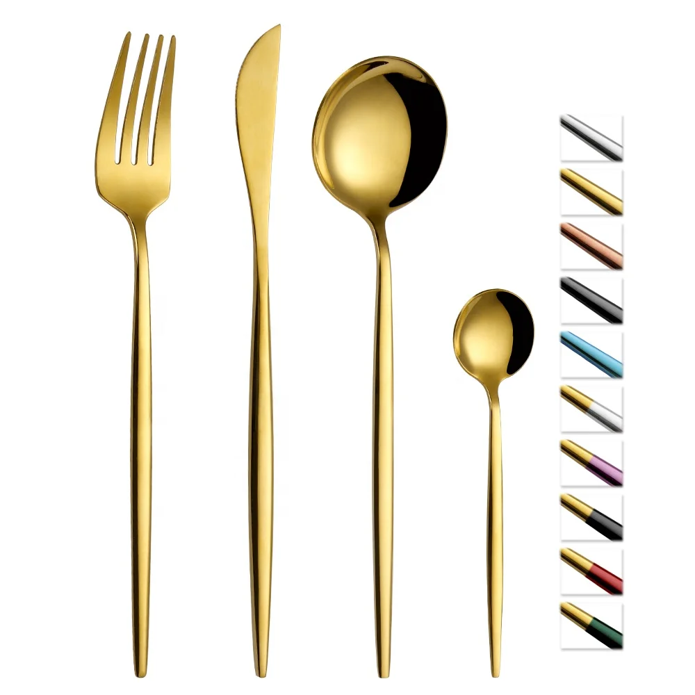 

Amazon Top Seller 2022 Rose Gold 4 Piece SS Cutlery Set Metal Flatware Set Gold Black Stainless Steel Cutlery, Gold, silver, rose gold, black, painting handle