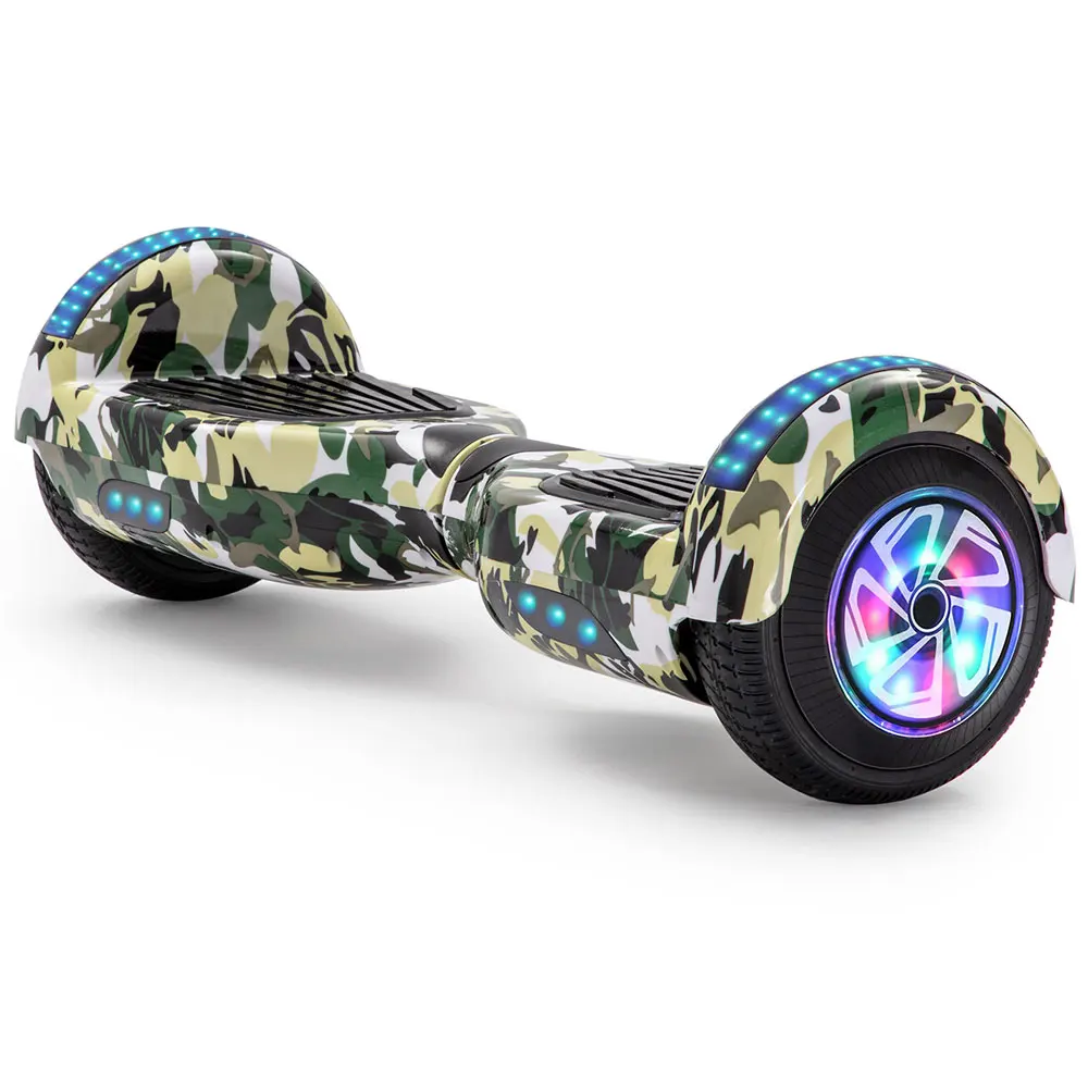 

Hover Board Green Camo 6.5 Electric Scooters Flash LED Key Self-balancing Scooter Flash 2 Wheels Hoverboard, Red
