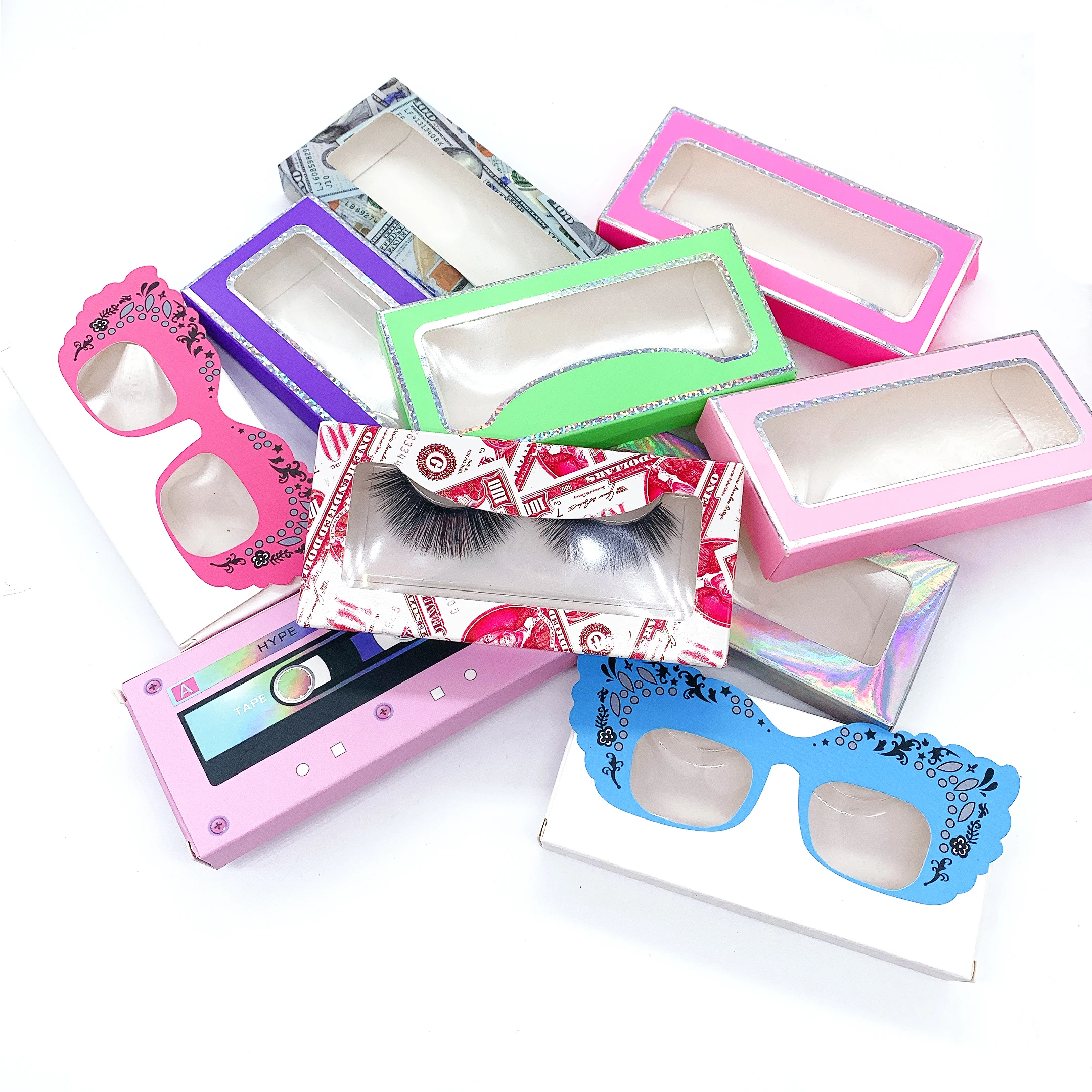 

wholsale custom logo natural fluffy luxury eyelash 3d 5d 25mm false 100% lash vendor mink eyelash, Black color