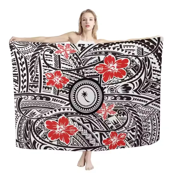 Custom Polynesian Sarongs 2024 Hibiscus Floral Print Lavalava Sarong Wrap Womens Beach Swimsuit Cover up Pareo Vacation Hawaii