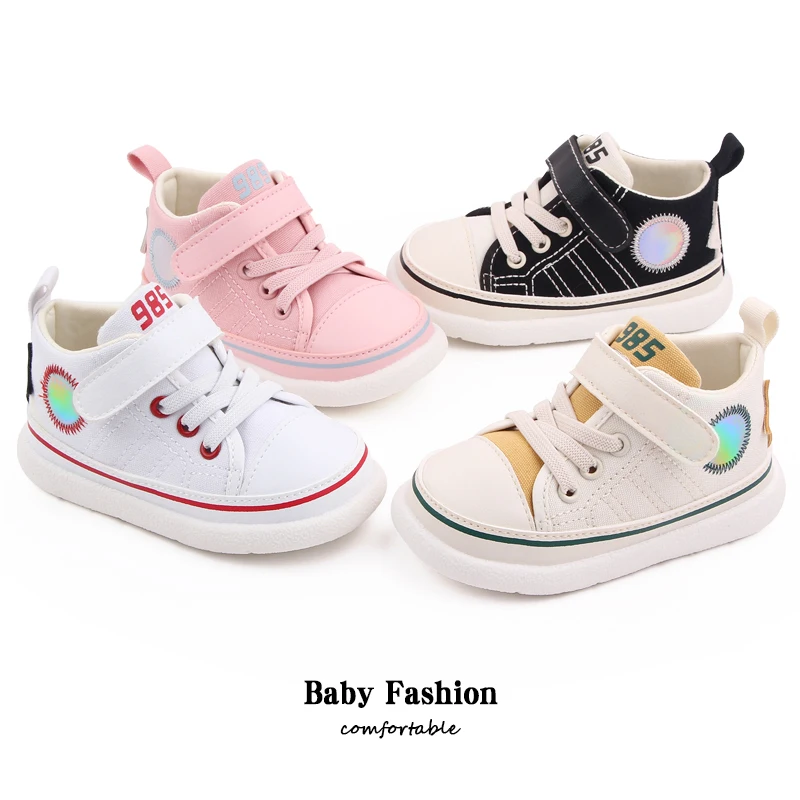 

New Design Kids Toddler Casual Shoes Soft Rubber Sole for Girls Boys First Walker Shoes, Black/white/pink/beige