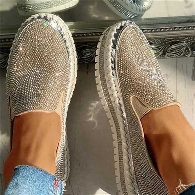 

Glitter Chunky Loafer Women Fashion Designer Wedge Espadrilles Shiny Platform Walking shoes Sneakers for women and ladies