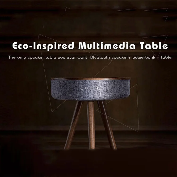

2019 Best Selling Gadgets Outdoor Desk usb Charger Furniture Power Bank Speaker Smart Bluetooth Speaker Table Wireless Speaker, Light/dark brown