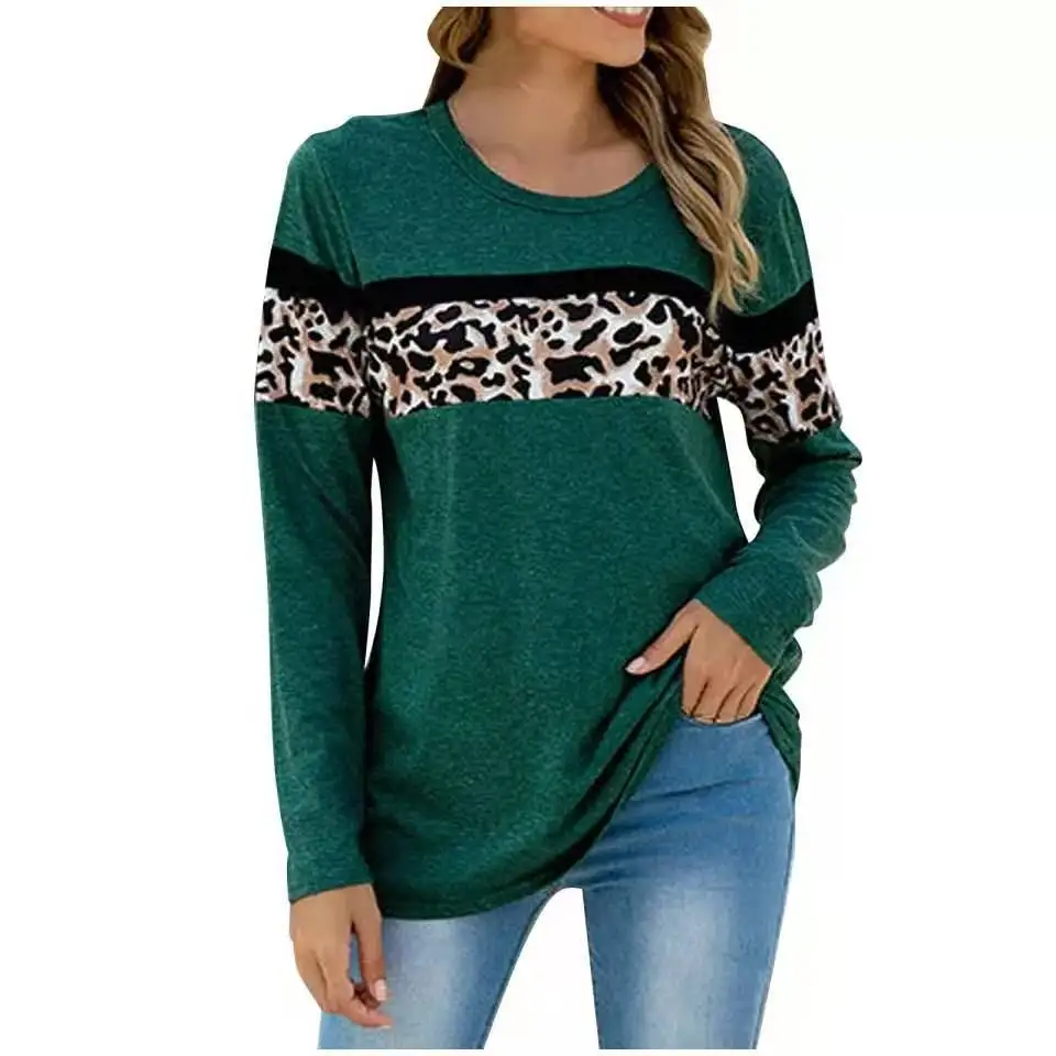 

New Autumn Winter Leopard Long Sleeve T Shirt For Women O-neck Fashion Plus Size Tee Shirt Femme Vintage Casual Shirt Top Spring