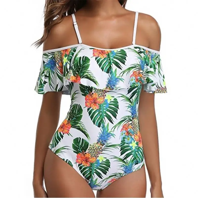 

Hot Sale South American Style Leaf Pattern OEM Hot Mini Size One Piece Swimwear with Cheap Price