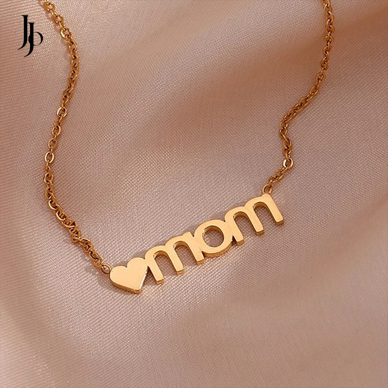 

JOJO Fashion Mothers Day Gifts Mom Heart Pendant Necklace For Women 18K Gold Plated Stainless Steel Mama Necklace