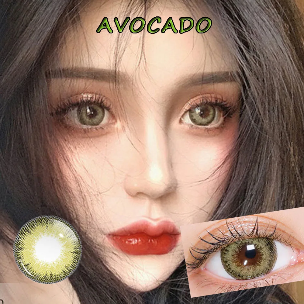 

Contact Lenses 14.5mm Big Dolly Lens Soft Blue green Color Lenes AVOCADO