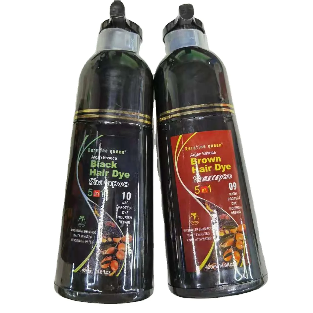 

Private Label High Quality Five Plant Extracts Durable Hair Dye Shampoo Black&Brown