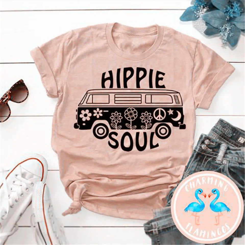 

Hippie soul New Women T Shirt Short Sleeve Oversized Print O-Neck TShirt Female Casual Ladies 2020 Hot Sale Tops Tee