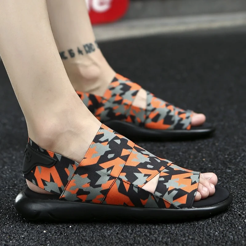 

Summer Fashion Walking Style Light Slippers Casual Shoes Sandale For Men, Black\white\black-red\colorful