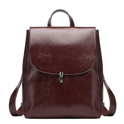

New Style Cowhide Handbags 2021 Backpack Fashion Large Capacity Travel Backpack Ladies Leather Bags Zip Closure Bag Pack, Black, grey, brown, coffee