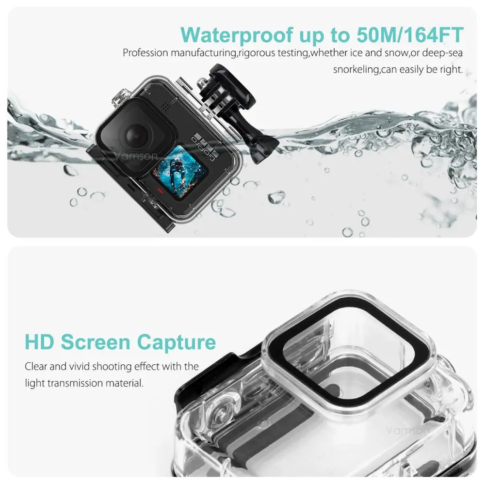 Waterproof Housing Case for Gopro Hero 9 Black Protective Case Shell with Bracket Accessories for Gopro Hero 9 Action Camera