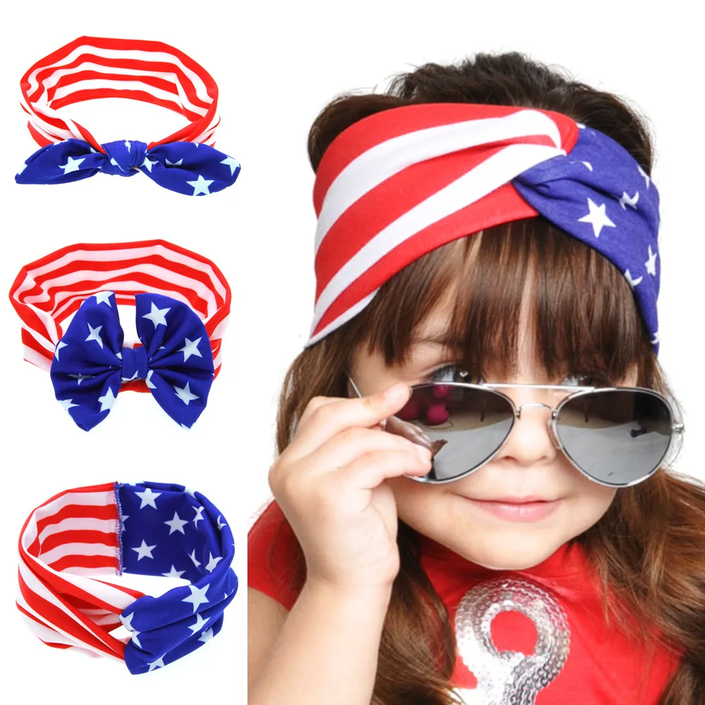 

Hot Selling 4th of July America Flag Bowknot Hair Bows with Clips Kids Hair Accessories for Lovely Girls