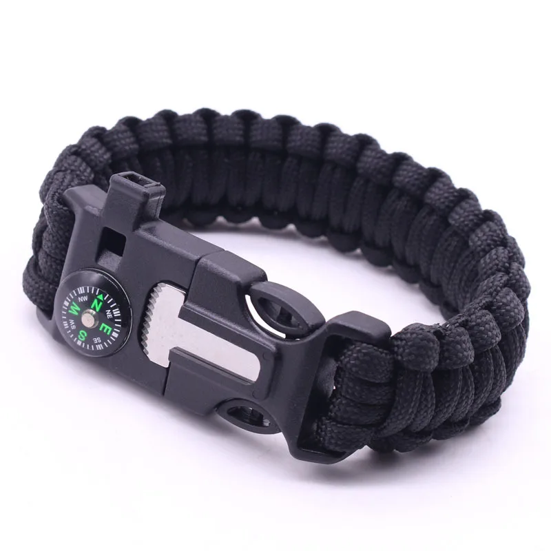 

High quality multifunction paracord bracelet survival with compass flintstone adventure tools survival accessories