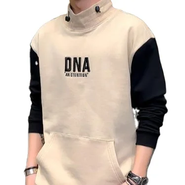 

half high collar letter printing and dyeing street casual sweater for men, Pic