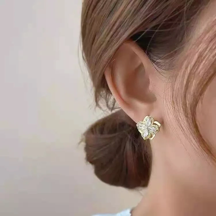 

High quality gold plated stainless steel four clover necklace jewelry rotate zircon four leaf clover necklace for women