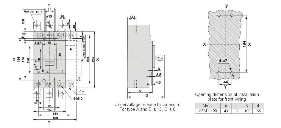 Supplier Peralatan Listrik 400A 3 Pole Molded Case Circuit Breaker