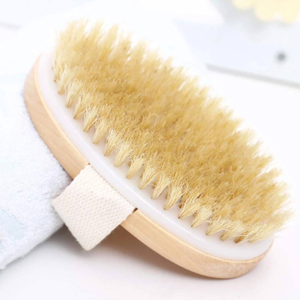 

Natural Sisal Bamboo Wooden Handle Bristle Exfoliating Shower Bath dry body Cleaner brush For Baby And Adult