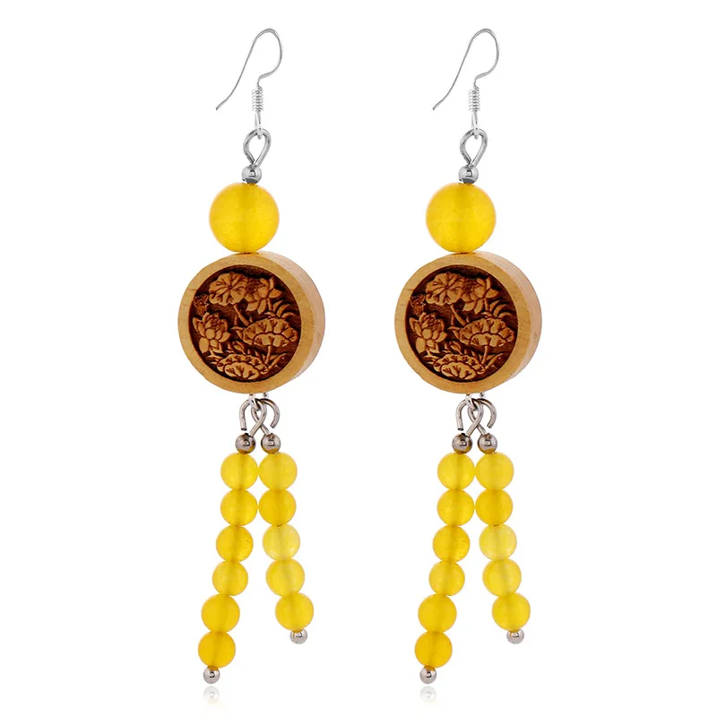 

Chinese style Chinese symbols earrings wooden pendant earring